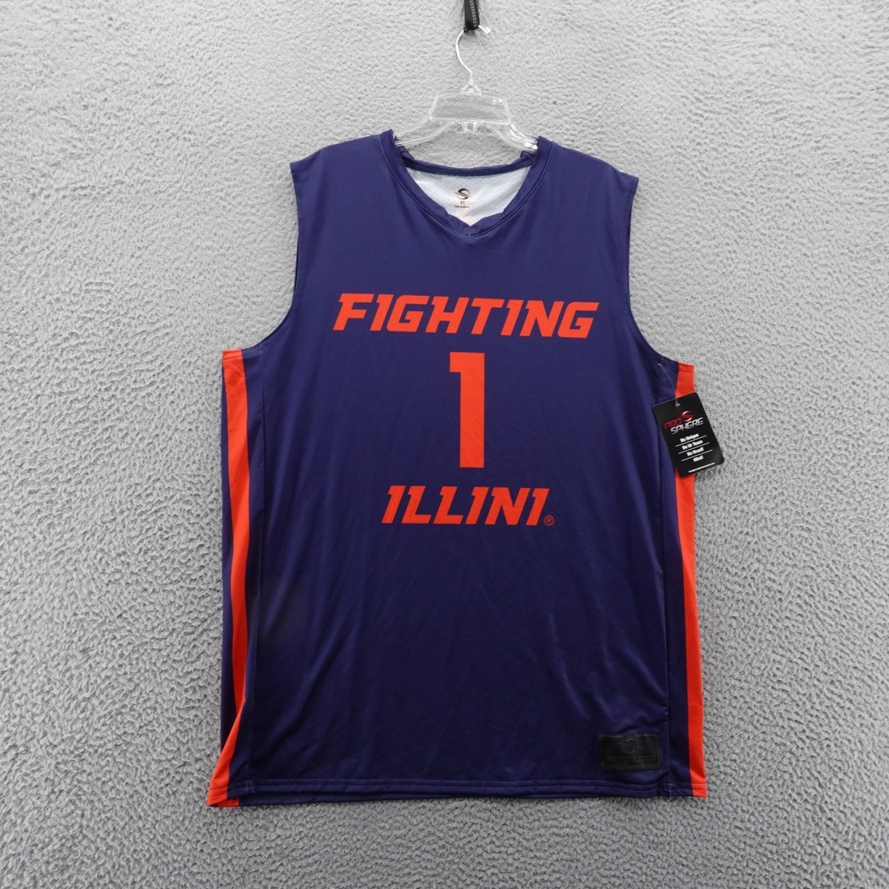 ProSphere Men Illinois Fighting Illini Basketball Jersey Navy Blue Orange XL NEW